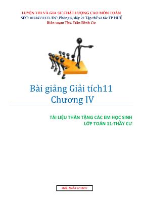 Bài giảng Giải tích 11 - Chương IV Giới hạn hàm số